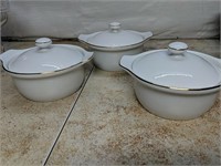 Set of 3 Custard/Dessert Lidded Serving Bowls