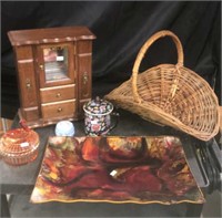 Jewelry Box, Swan Candy Dish, Basket,  Dresser