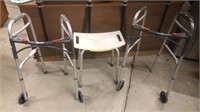 2 Walkers Aluminum/ Folding and Shower Chair