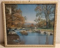 Vintage Framed Photo Of Country River Scene