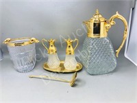 5 pcs glass & gold color serving items