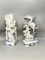 2 Alabaster carved figures - 9" tall