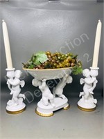 centre pc set - bowl & 2 candle holders - Porugal