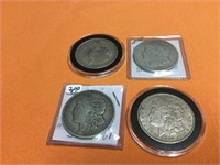 4 1921 Morgan silver dollars