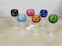 6 cut crystal liqueur glasses
