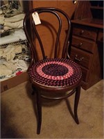 CANE BOTTOM CHAIR W/ RUG LOOM CUSHION