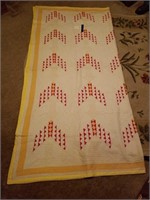 HAND CRAFTED QUILT RED, GOLD, YELLOW ARROW
