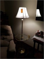 BRASS & GLASS FLOOR TABLE LAMP