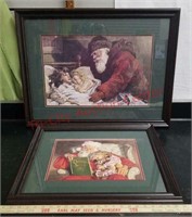 2 large Santa Christmas artistic prints.
