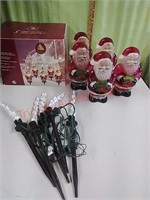 Lighted Crystallized Santa lawn stakes