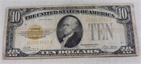 1928 $10 gold certificate bill