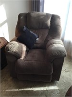Large suede rocking recliner with pillow, just a