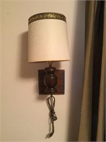 Pair of wooden wall lamps