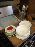 Three boxes of miscellaneous Corelle ware,Cutting