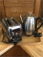 Stainless toaster and coffee pot