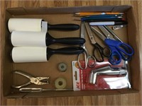 Hole punch, scissors, and miscellaneous household