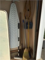 Brooms shovel, wash brush, cord, metal iron board