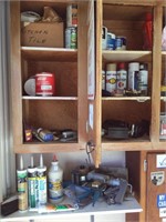 Contents of wall cabinet and shelf