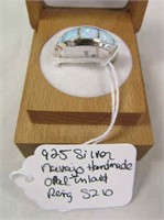 Navajo Made 925 Silver Opal Inlaid Ring Sz 10