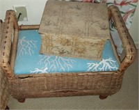 Blue Seat Sewing Seat W/ Smaller Sewing Basket