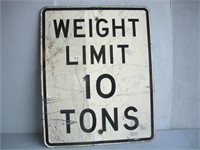 Aluminum Weight Limit 10 Tons Sign 24 x 30 Inches