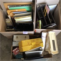 3 Boxes - Notepads, Envelops, Binders, etc.