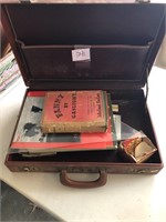 Vintage Briefcase with misc items inside