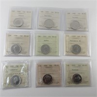 9 ICCS GRADED 25 CENT - ALL MS63