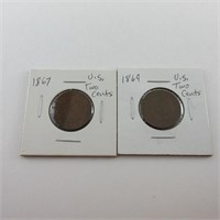 2 CENT COINS 1867 & 1869 USA