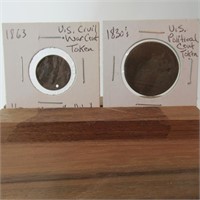 USA 1830'S & 1863 TOKENS (ONE CENT)