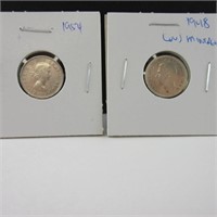 1948 & 1954 10c SILVER COINS - CANADA