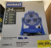 NEW - Kobalt Battery Fan w/battery & charger