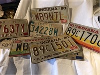 Group of Indiana license plates metal