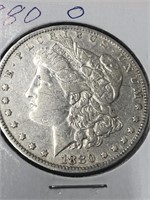 1880 O Morgan silver dollar