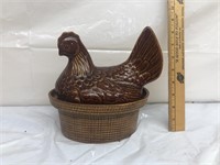Vintage Hen on a nest brown