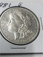 1881S Morgan silver dollar