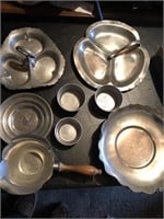 Group of vintage pewter pieces dessert cups s