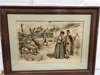 Vintage 1800s litho- Judge of w/the old love on