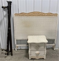 Wicker full size bed frame and headboard