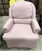 Pink Upholstered Swiveling Rocking Chair