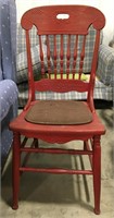 Wooden chair with soft seat measures 17x16x38