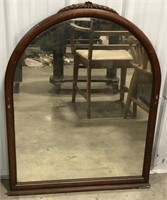 Arched hanging mirror w/ wooden frame and flower