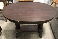 Oval Mahogany Colored Table, measures 38in long,