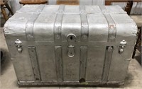 Silver painted wooden chest measures 38in x 20in