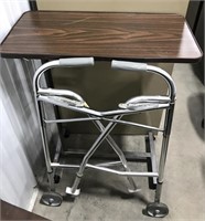 Rolling adjustable tray and walker