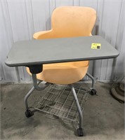 Wheelable desk with chair