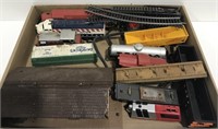 Various vintage train set toys and tracks