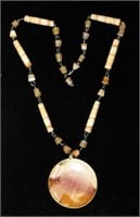 Carved Stone Necklace w Mayan Pendant