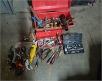 red tool box full of tools