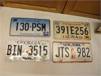 Conn, Georgia, New York, Louisiana Plates